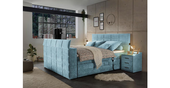 BOXSPRINGBETT 180/200 cm  in Blau  - Blau, KONVENTIONELL, Textil (180/200cm) - Carryhome