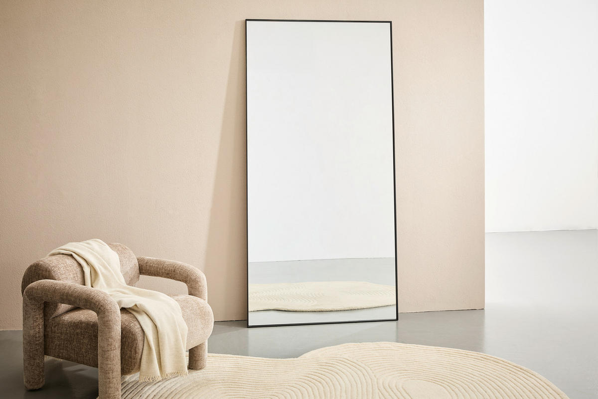 WANDSPIEGEL 100/200/2,5 cm    in rechteckig  - Schwarz, Trend, Glas/Holzwerkstoff (100/200/2,5cm) - Landscape