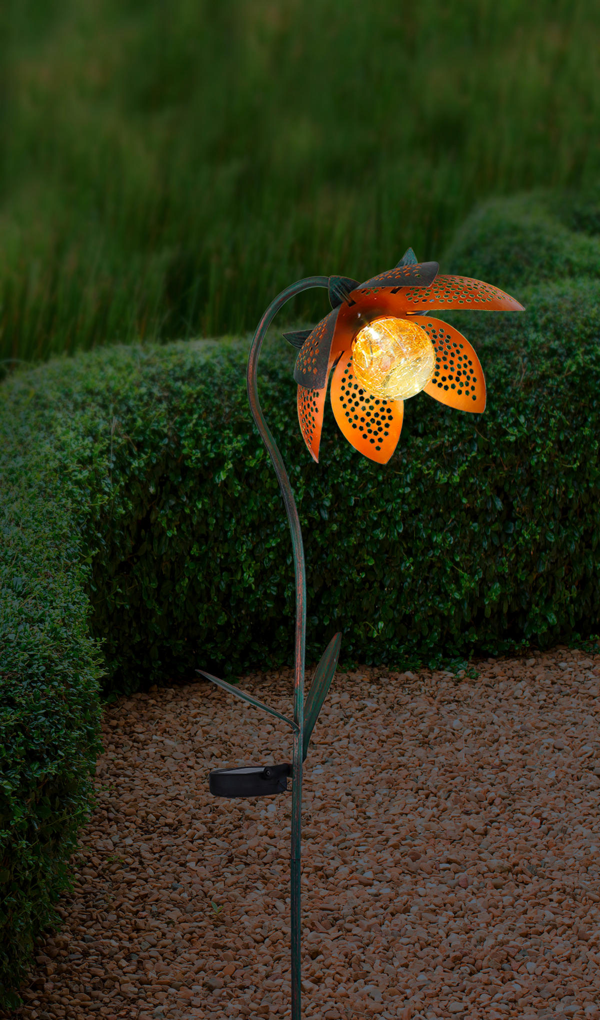 SOLARLEUCHTE 25/15/90 cm   - Goldfarben/Orange, Basics, Glas/Metall (25/15/90cm) - Globo