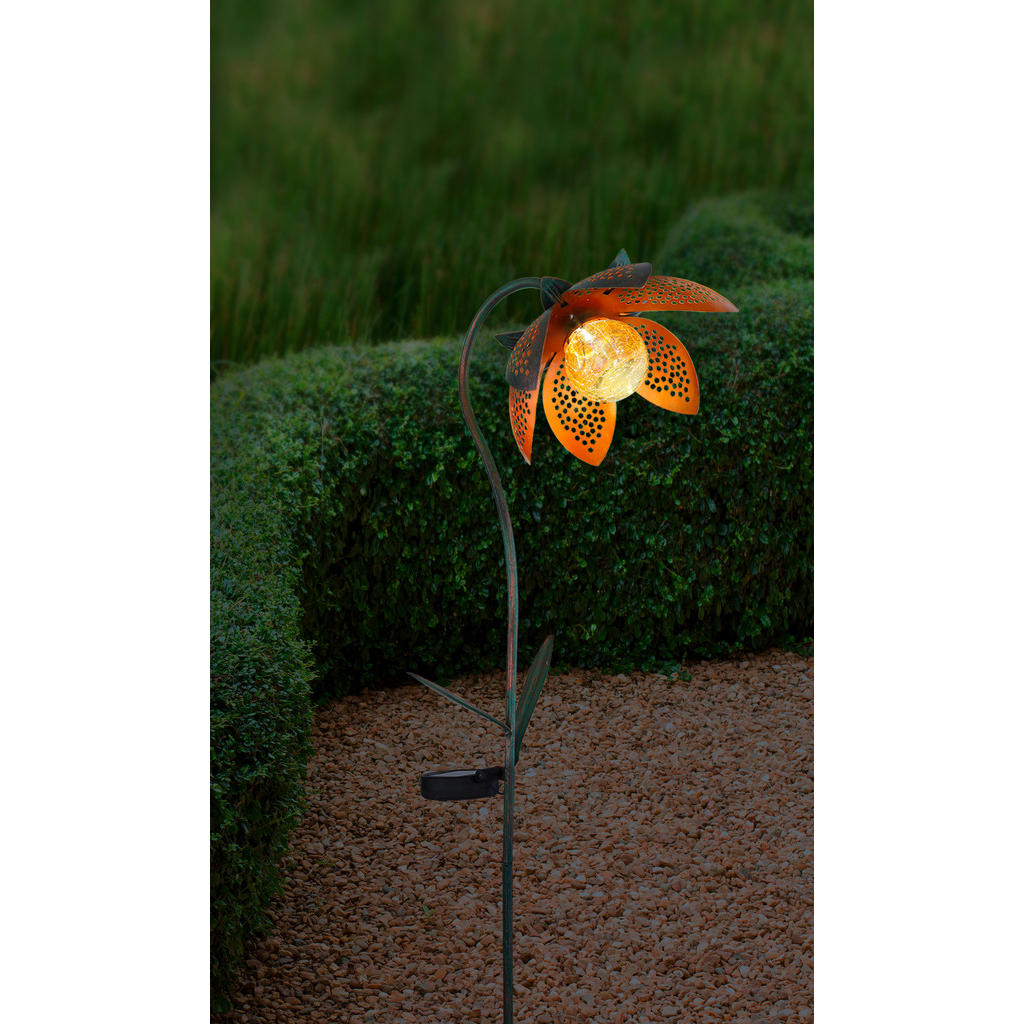 Thumbnail - Globo Solarleuchte, Orange, Glas, Blume, 15x90x25 cm, mit Schalter, Lampen & Leuchten, Außenbeleuchtung, Solarleuchten