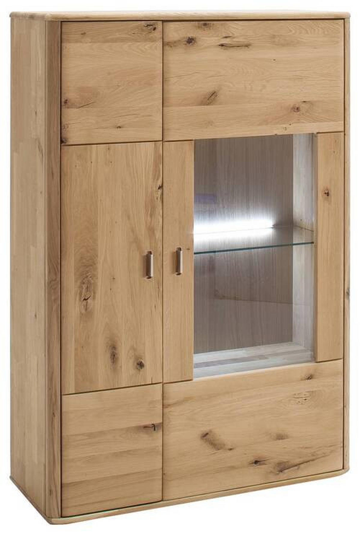 HIGHBOARD  in 96/140/38 cm  - Eichefarben/Silberfarben, Design, Glas/Holz (96/140/38cm) - Livetastic