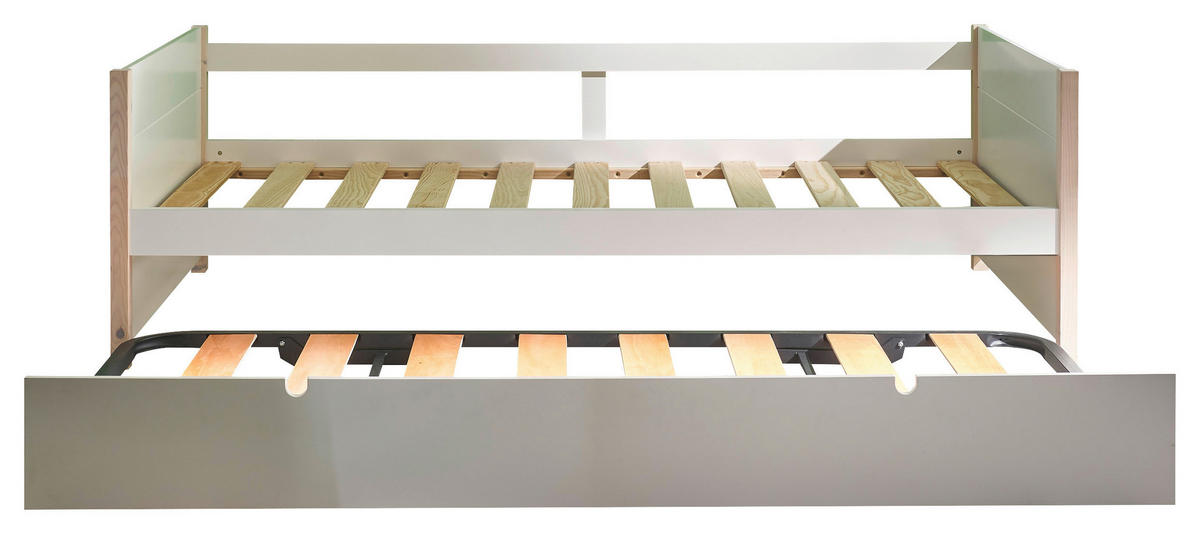 AUSZIEHBETT 90-180/200 cm  in Weiß, Kieferfarben  - Naturfarben/Weiß, KONVENTIONELL, Holz/Holzwerkstoff (90-180/200cm) - Xora