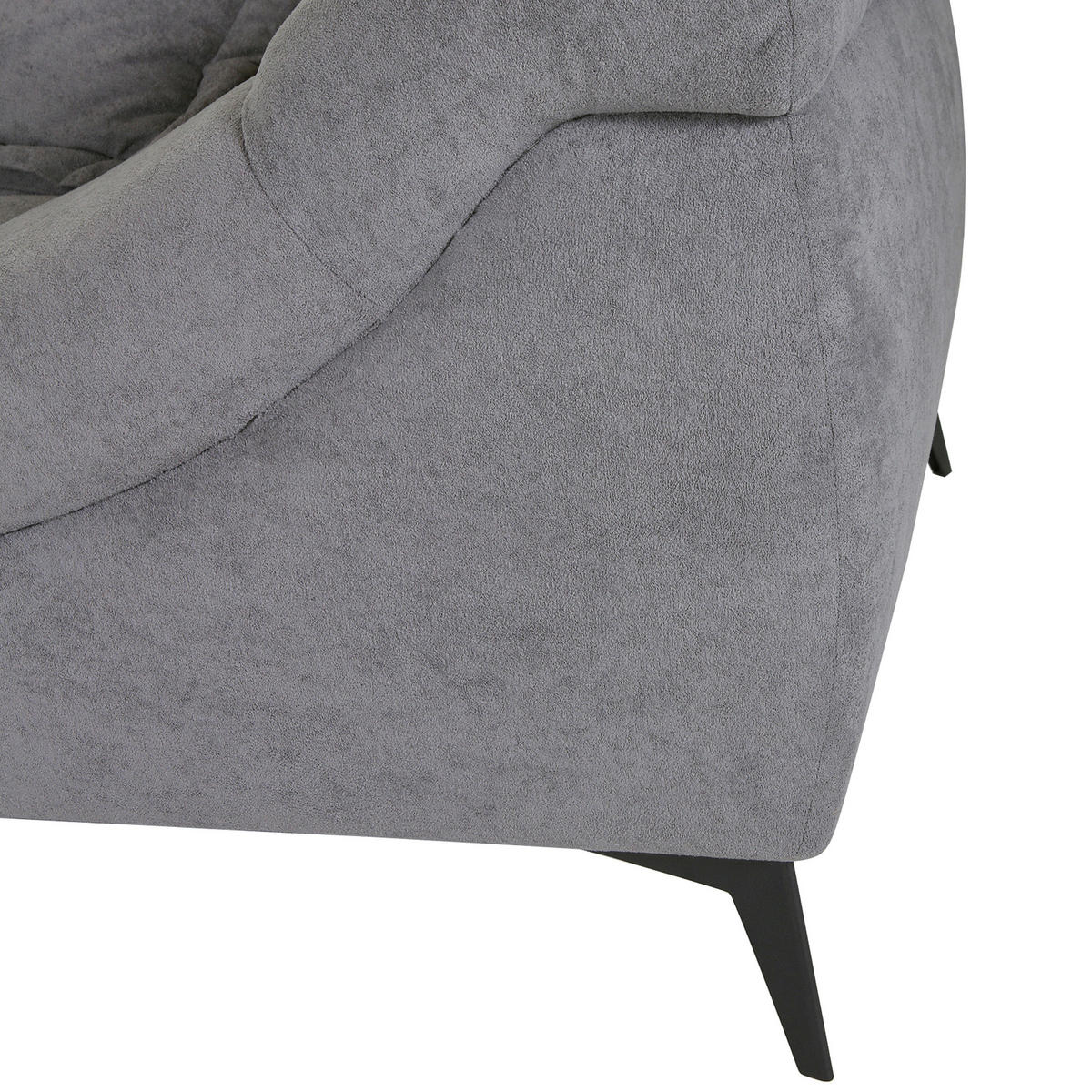 ECKSOFA in Flachgewebe Grau  - Schwarz/Grau, Design, Textil/Metall (224/307cm) - Stylife