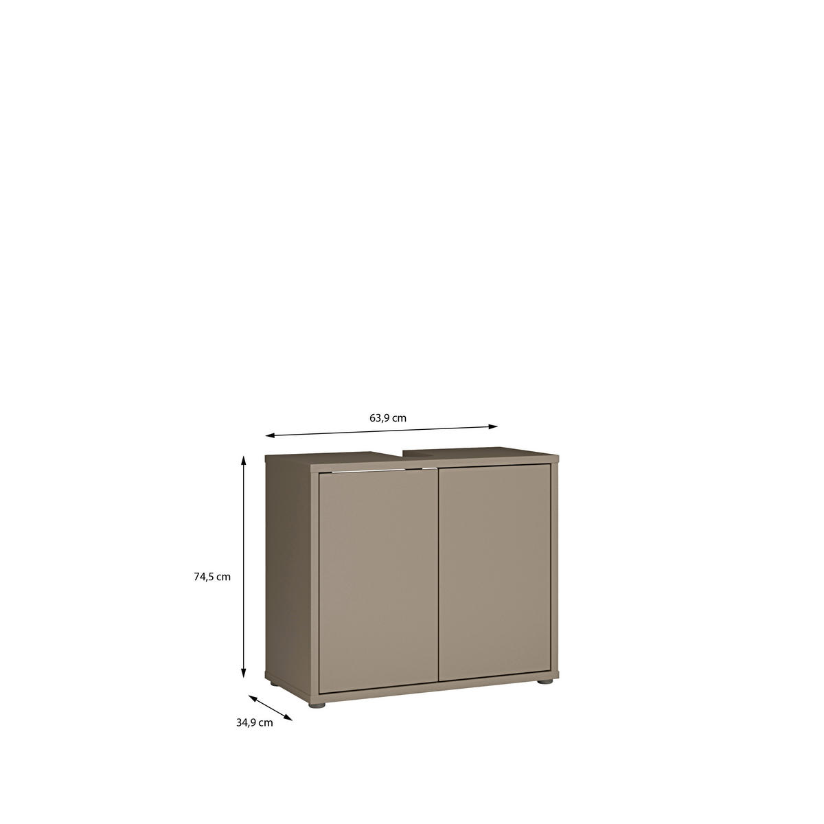 WASCHTISCHUNTERSCHRANK  - Taupe/Grau, MODERN, Holzwerkstoff/Kunststoff (74,5/63,9/34,9cm) - Xora