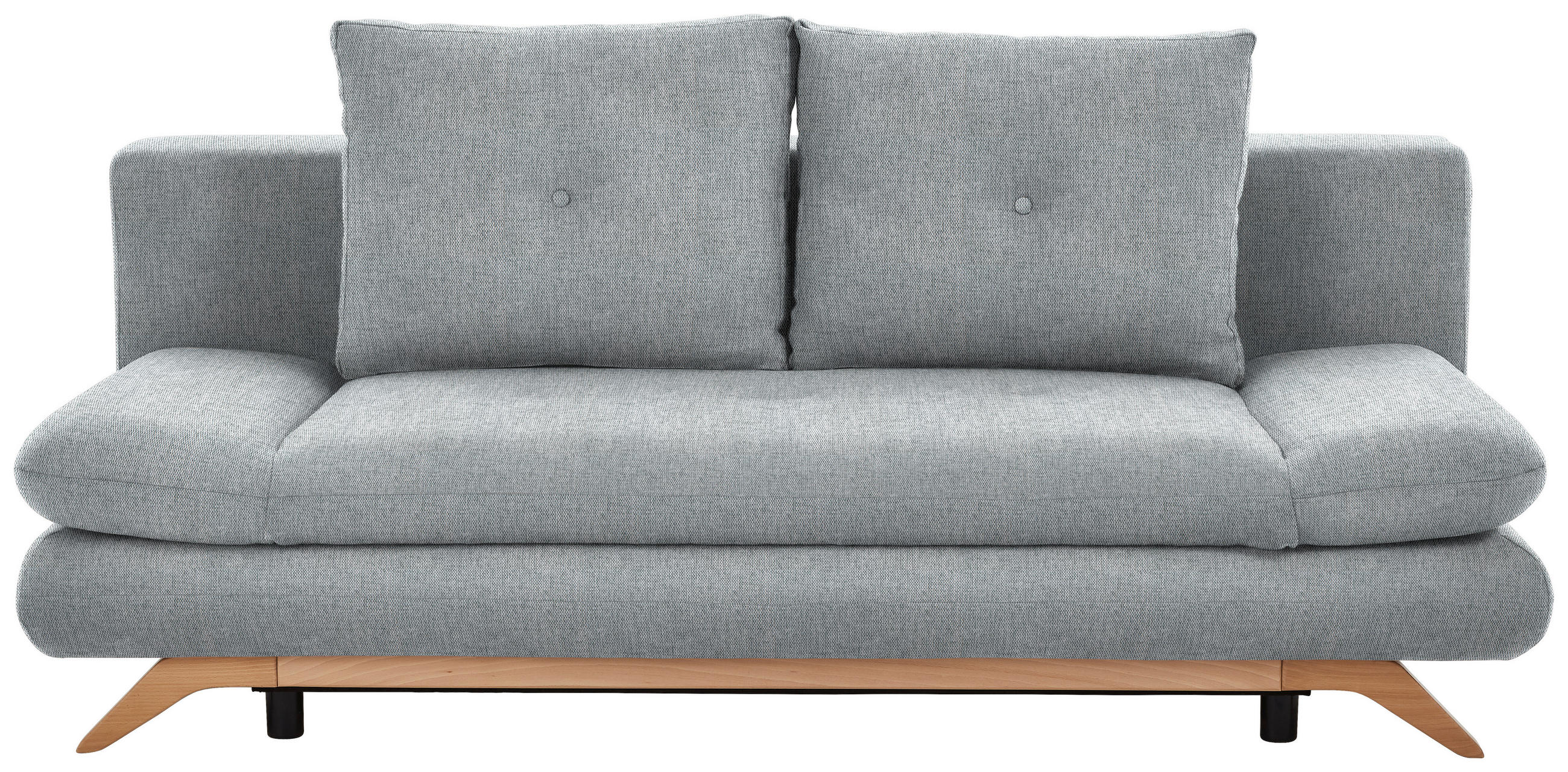 SCHLAFSOFA in Textil Hellgrau  - Buchefarben/Hellgrau, Konventionell, Holz/Textil (205/86/94cm) - Carryhome
