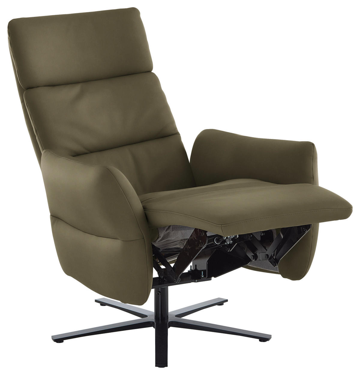 RELAXSESSEL in Leder Olivgrün  - Schwarz/Olivgrün, Design, Leder/Metall (82/119/85cm) - Dieter Knoll