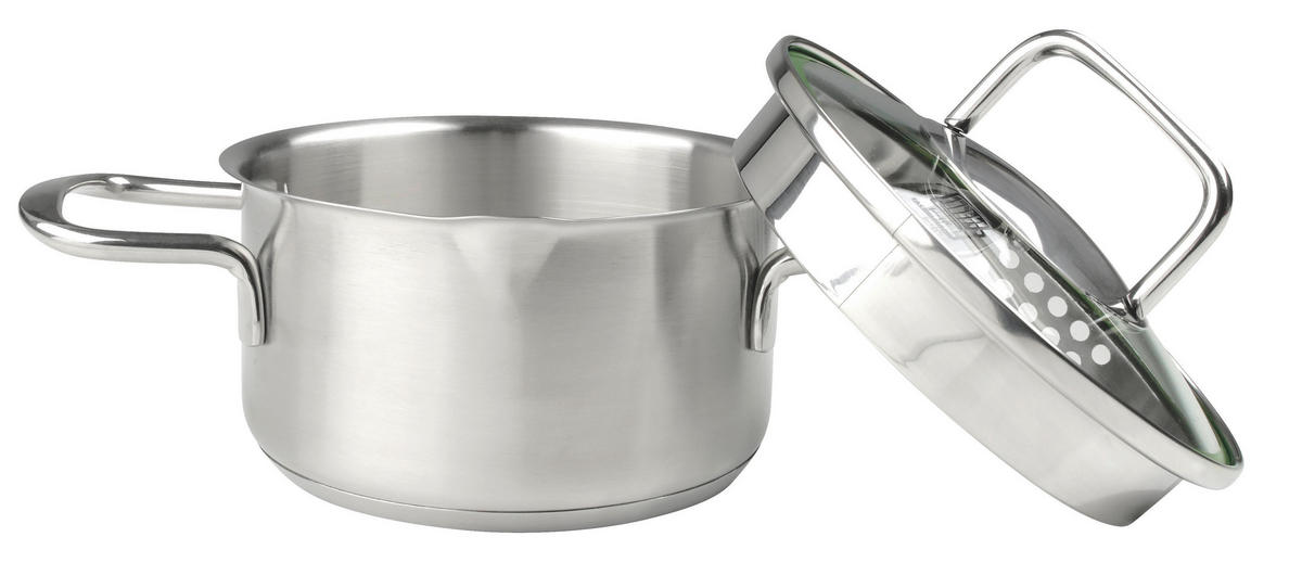 Oală Pentru Carne 0,5 L  - culoare inox, Design, sticlă/metal (14cm) - Chefkoch+Fackelmann