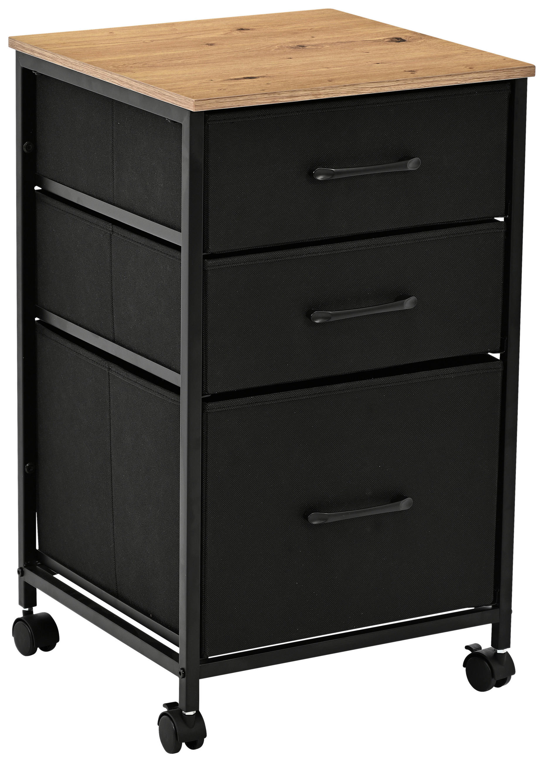 Rollcontainer Rolly Schwarz/eiche Artisan B: 40 Cm