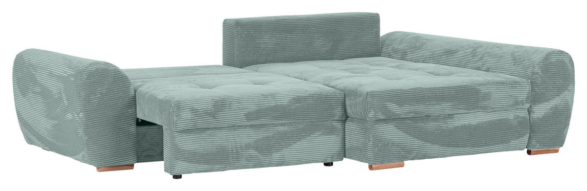 ECKSOFA  in Cord Mintgrün  - Eichefarben/Mintgrün, KONVENTIONELL, Holz/Textil (276/177cm) - Carryhome