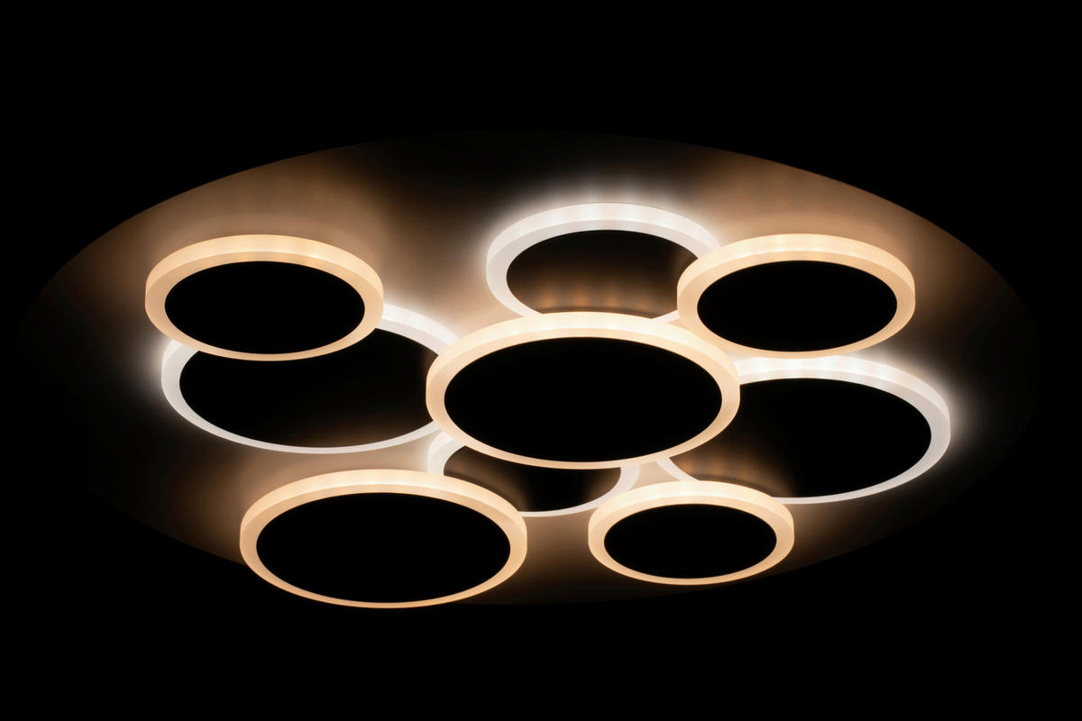 STROPNÍ LED SVÍTIDLO, 46,8/6 cm  - bílá/černá, Trend, kov/plast (46,8/6cm) - Novel
