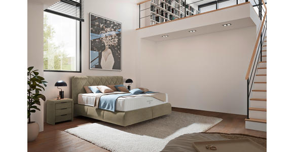 BOXSPRINGBETT 200/200 cm  in Beige  - Beige/Schwarz, Design, Kunststoff/Textil (200/200cm) - Johann Jakob