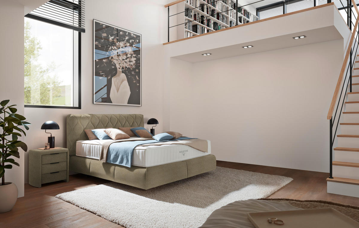 BOXSPRINGBETT 160/200 cm  in Beige  - Beige/Schwarz, Design, Kunststoff/Textil (160/200cm) - Johann Jakob