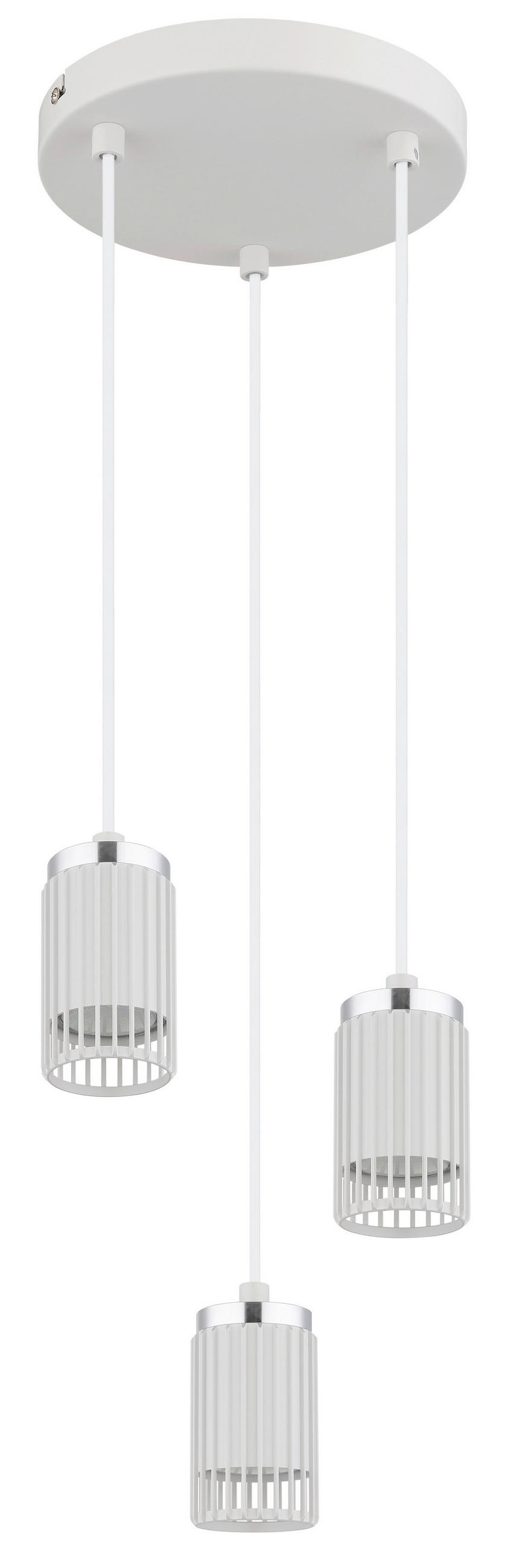 HÄNGELEUCHTE 21/115,5 cm  - Chromfarben/Weiß, Design, Kunststoff/Metall (21/115,5cm) - Globo