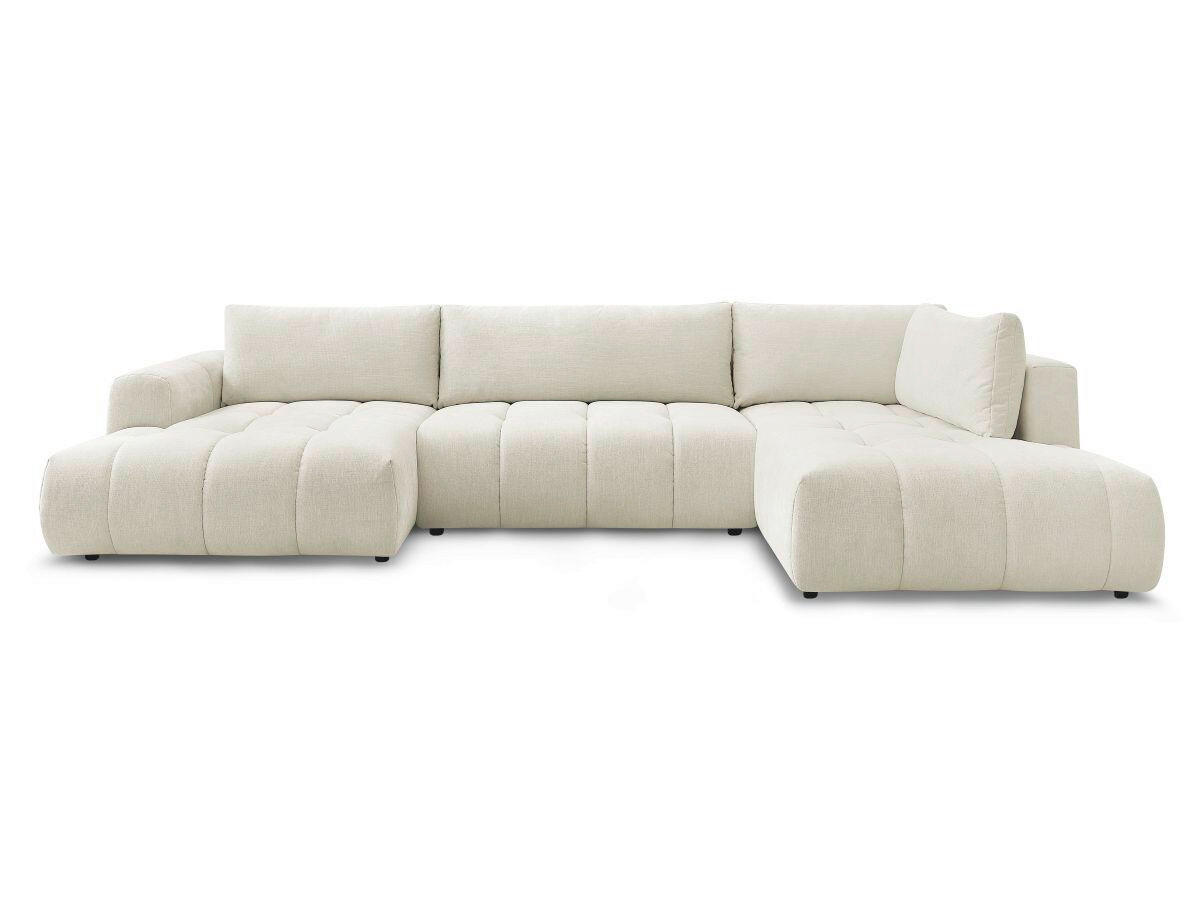WOHNLANDSCHAFT  FUJI  Beige Leinenoptik  - Beige/Schwarz, MODERN, Kunststoff/Textil (160/377/204cm)