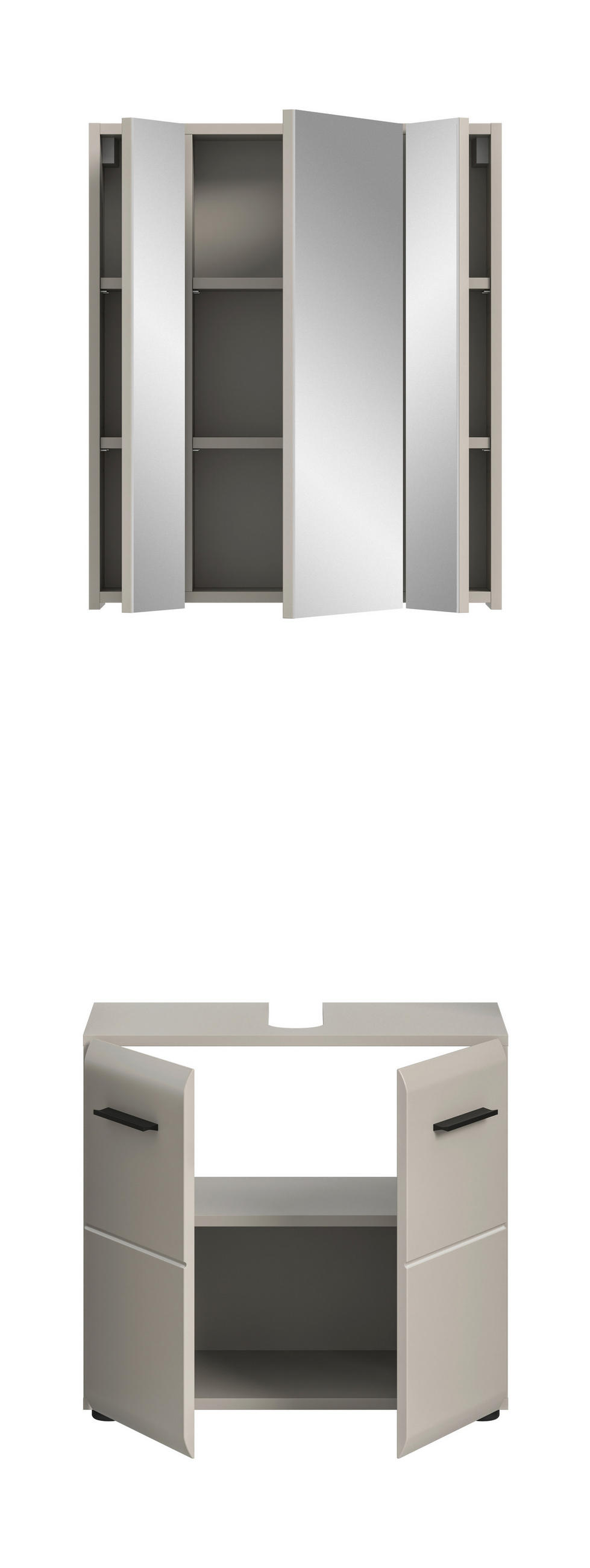 BADEZIMMER 2-teilig  in 60 cm  - Kaschmir/Schwarz, Trend, Glas/Holzwerkstoff (60cm) - MID.YOU