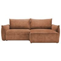 ECKSOFA Terracotta Struktur Rückenkissen, Bettkasten, Schlaffunktion, Rücken echt, Liegefläche im Originalstoff  - Terracotta/Schwarz, KONVENTIONELL, Kunststoff/Textil (266/148cm) - Milino