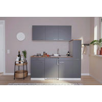 KÜCHENBLOCK 180 cm   Grau  - Weiss/Nussbaumfarben, Basics, Holzwerkstoff/Kunststoff (180cm) - Respekta