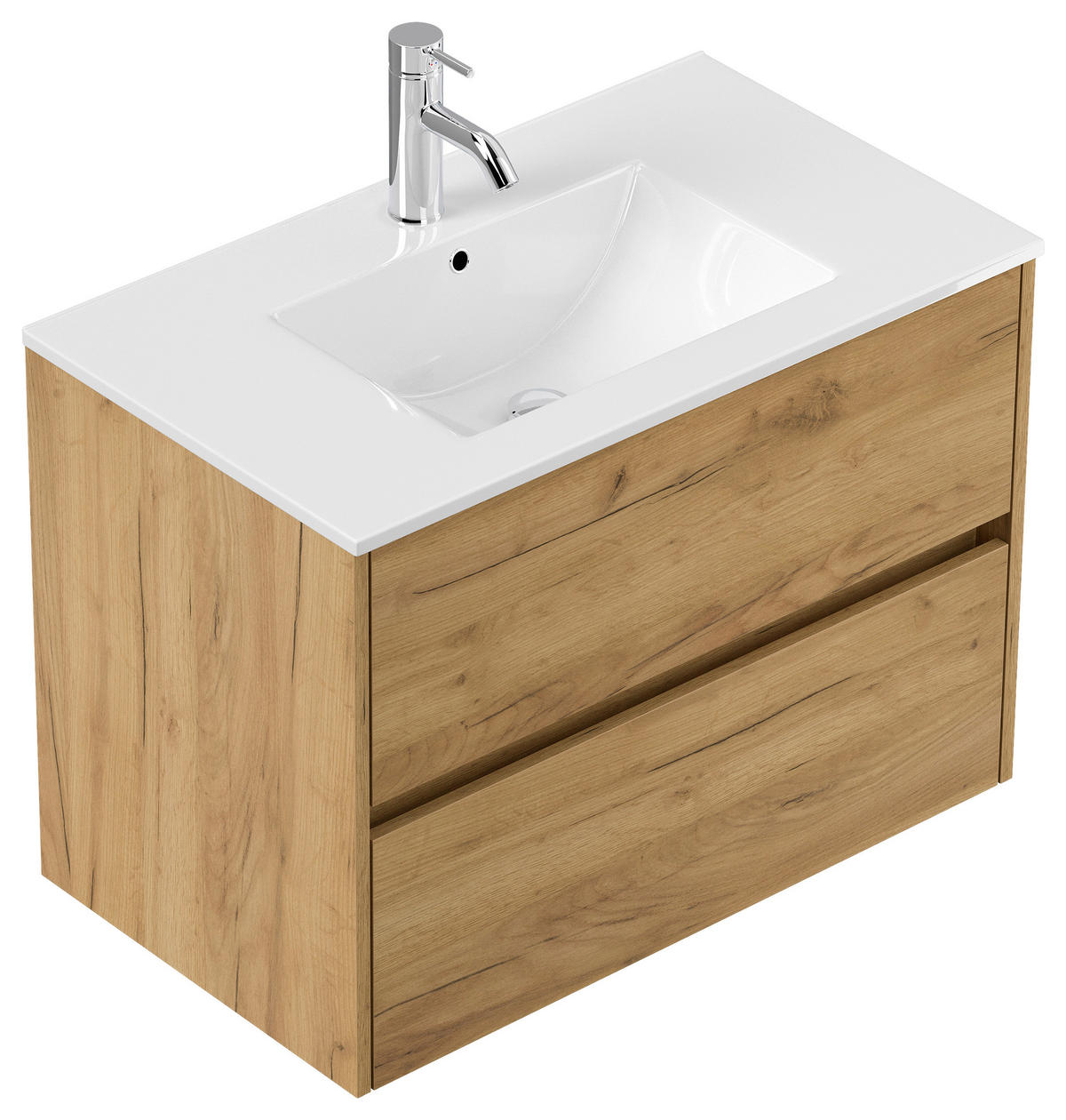 WASCHTISCHKOMBI 80 cm  - Eichefarben/Weiß, MODERN, Keramik/Holzwerkstoff (80cm) - MID.YOU