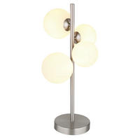 LED ASZTALI LÁMPA - opál/nikkelszínű, Konventionell, műanyag/Üveg (27/23cm) - Globo