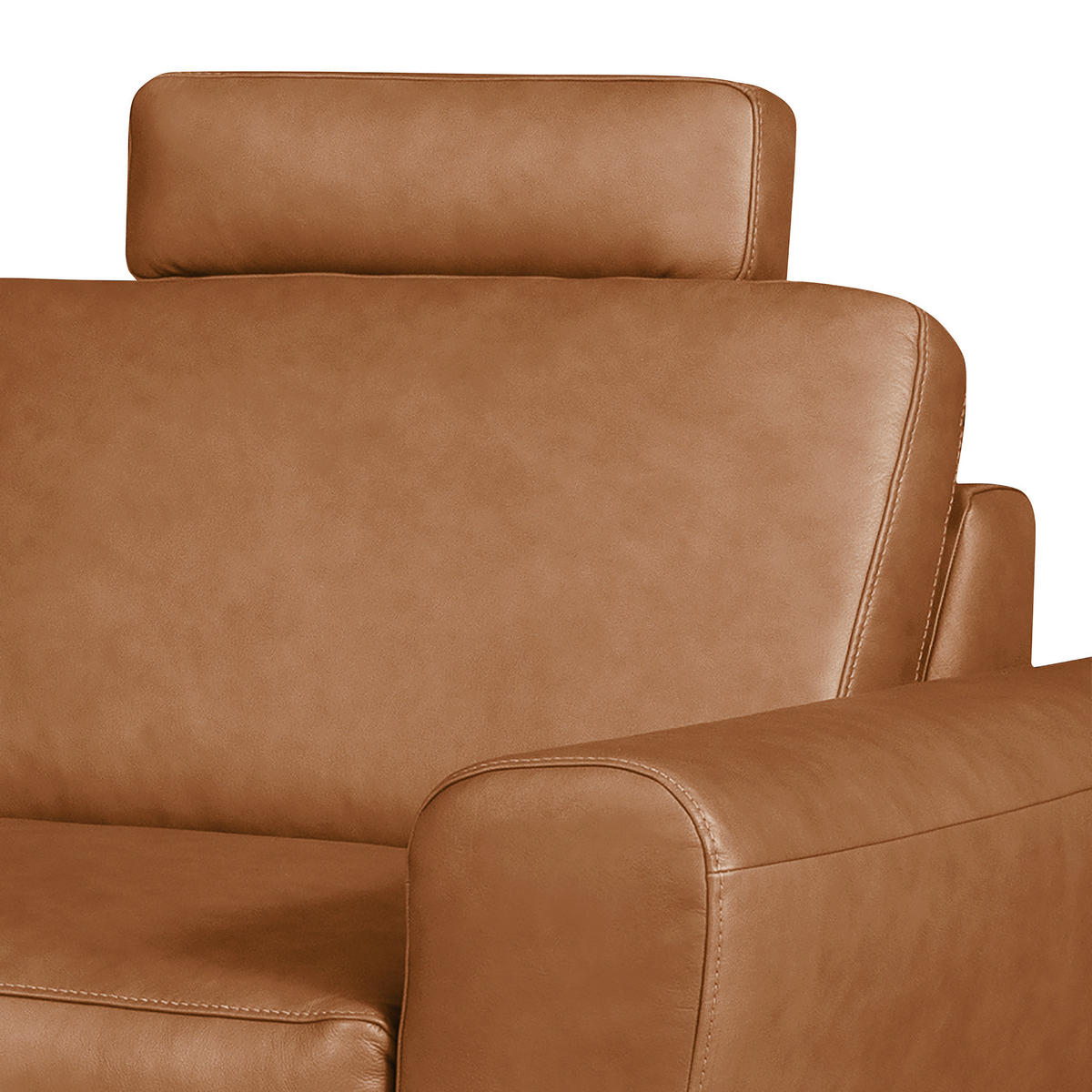 ECKSOFA in Echtleder Cognac  - Cognac/Schwarz, Design, Leder/Metall (250/273cm) - Livetastic