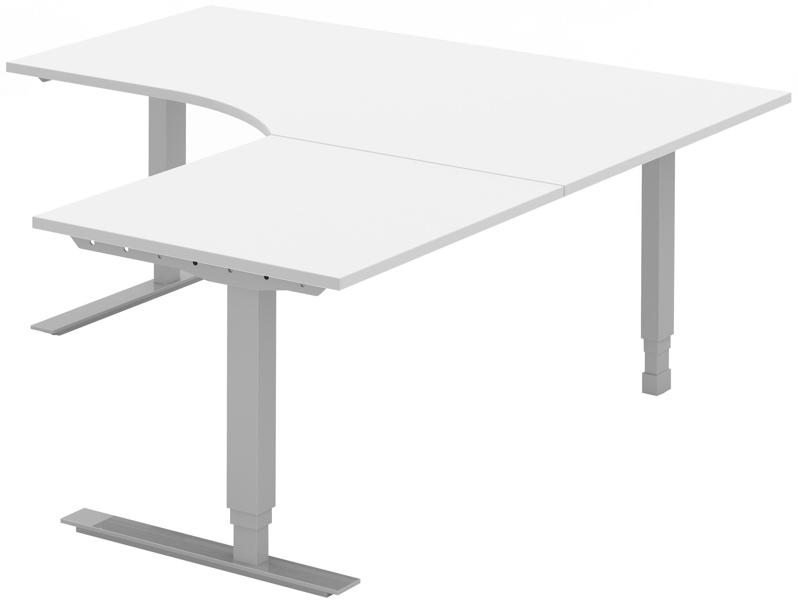 ECKSCHREIBTISCH 180/180/68-118 cm Weiss, Alufarben  - Weiss/Alufarben, Design, Holzwerkstoff/Metall (180/180/68-118cm) - Moderano