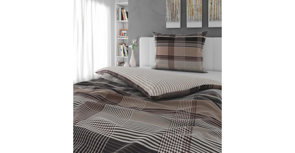 WENDEBETTWÄSCHE Satin 140/200 cm  - Taupe, KONVENTIONELL, Textil (140/200cm) - Novel