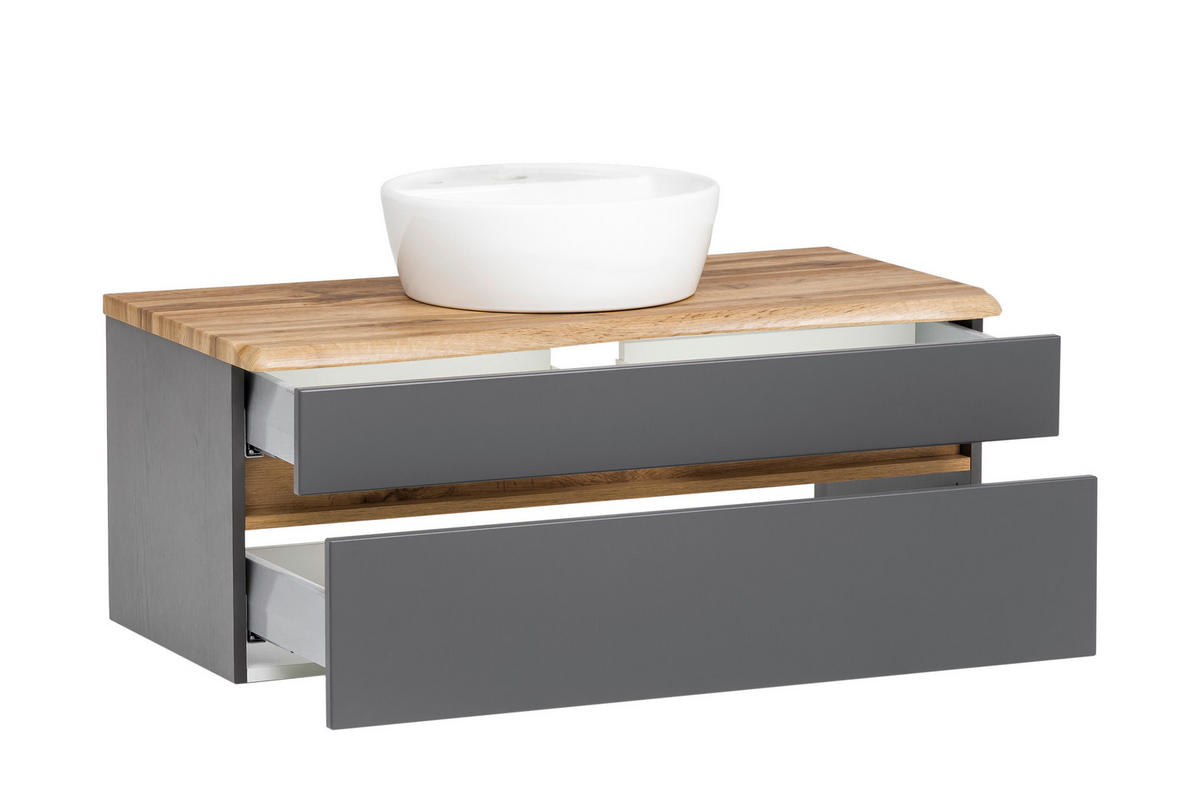 WASCHTISCHKOMBI 101 cm  - Graphitfarben/Weiß, Natur, Keramik/Holzwerkstoff (101cm) - Xora