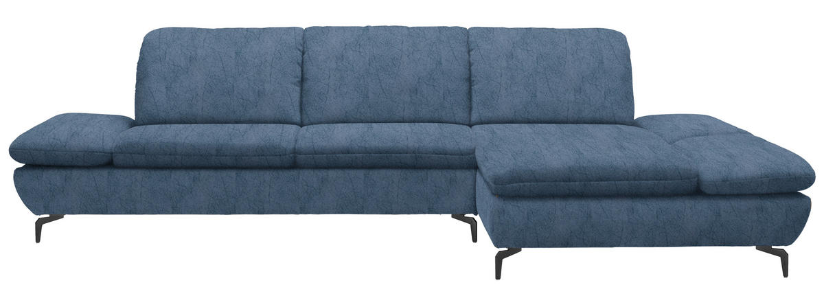 ECKSOFA in Flachgewebe Blau  - Blau/Schwarz, Design, Textil/Metall (315/200cm) - Chilliano