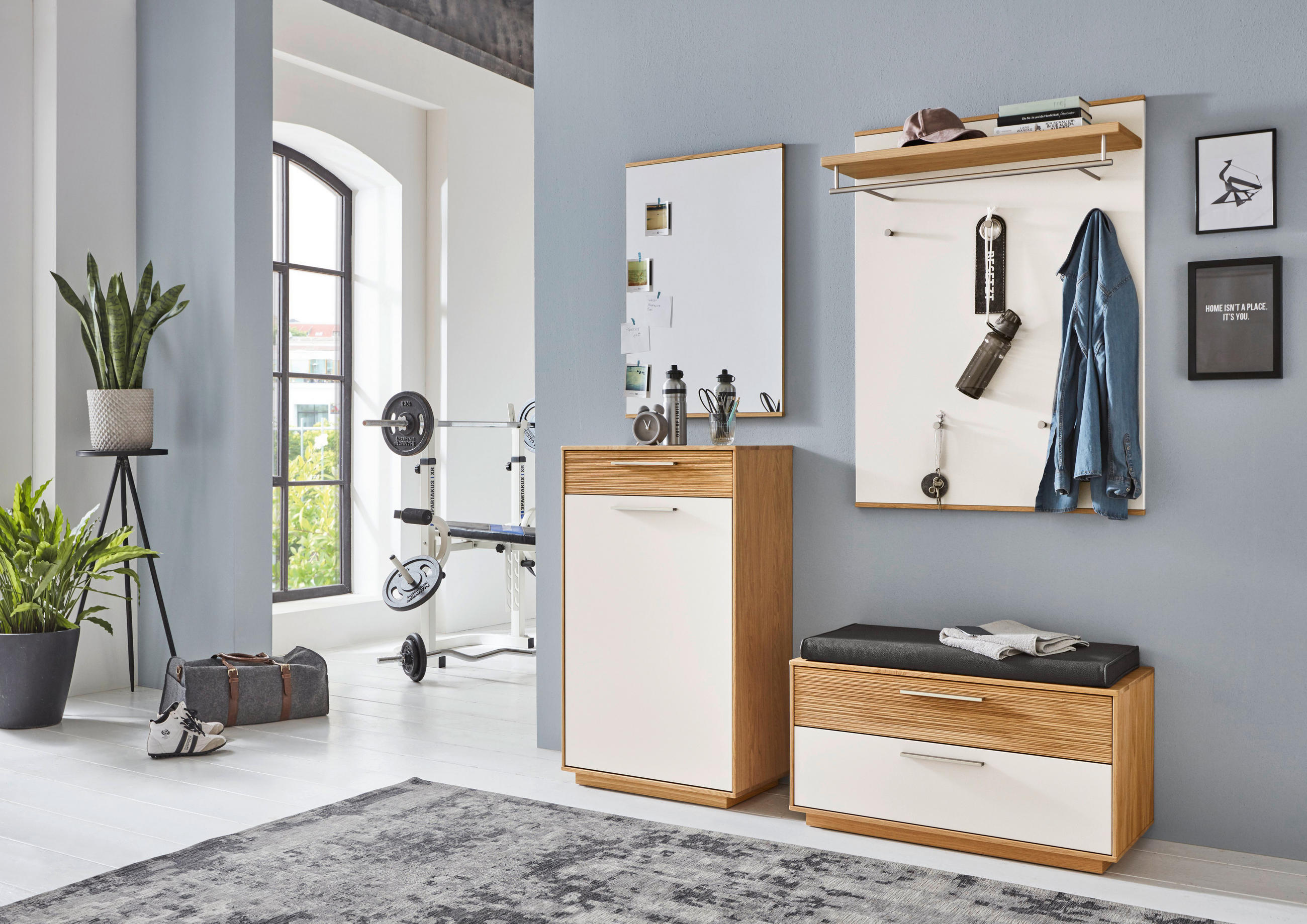 GARDEROBE 5-teilig  in 160/195/40 cm  - Eichefarben/Anthrazit, Design, Holz/Holzwerkstoff (160/195/40cm)