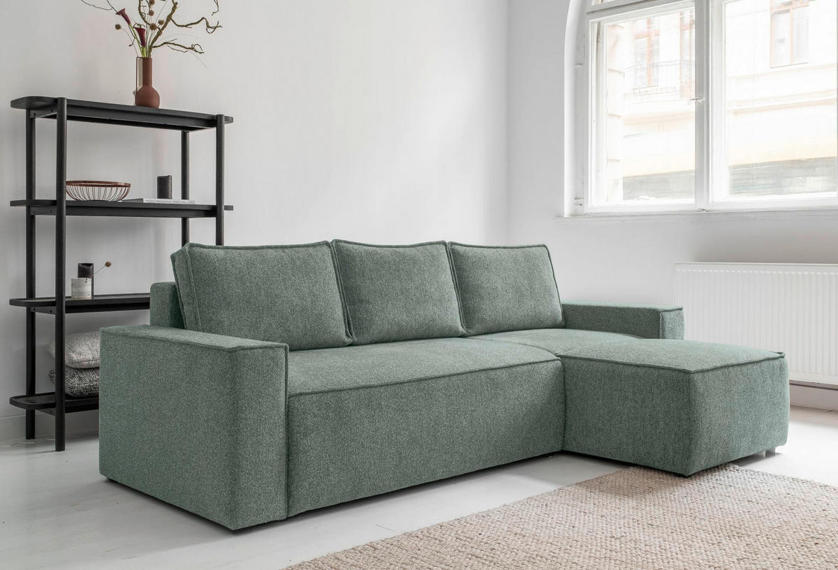 KUTNA GARNITURA tekstil  zelena   - bijela/siva, Design, tekstil/plastika (250/156cm) - MID.YOU