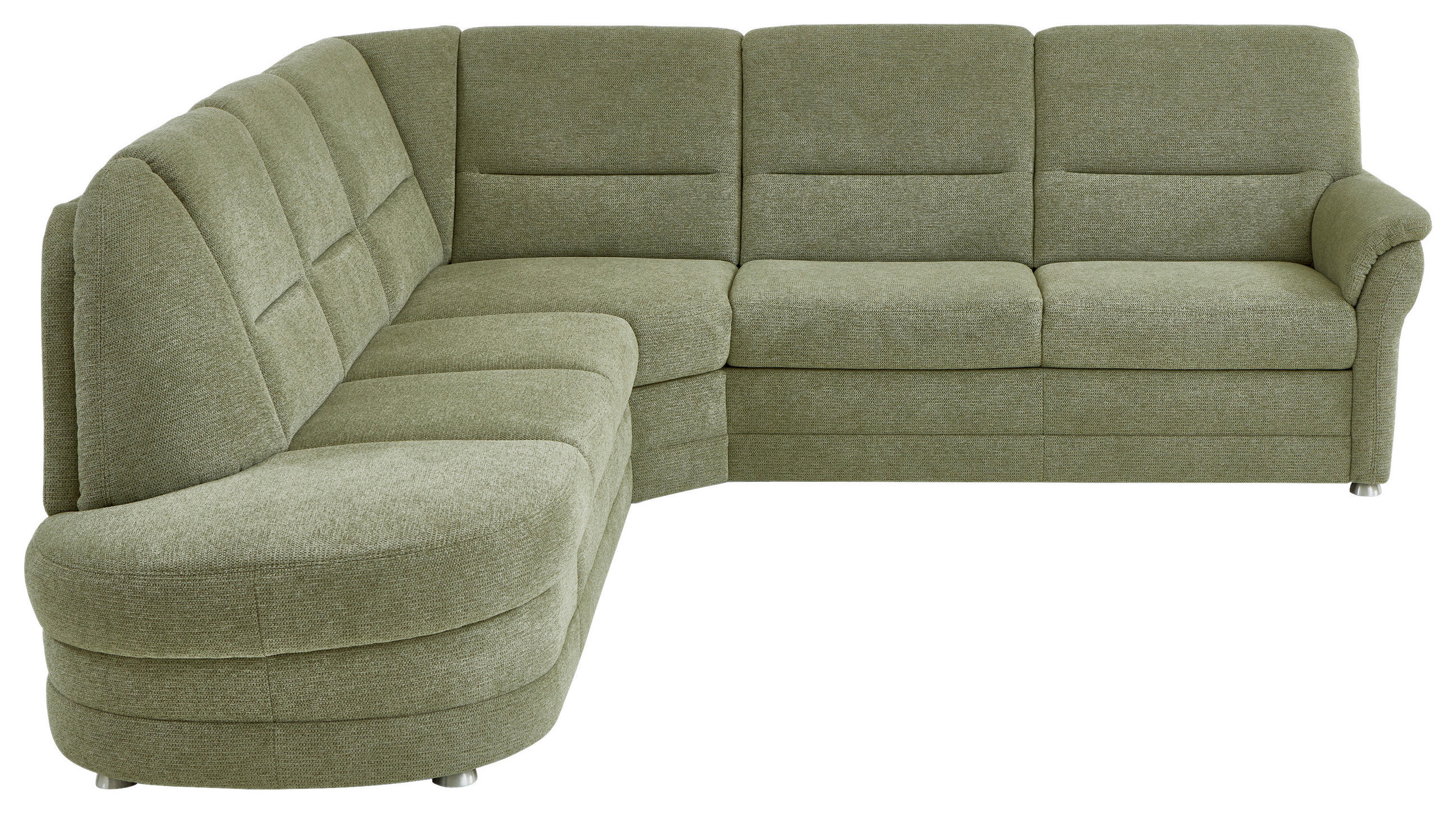 ECKSOFA  in Makramee Grün  - Alufarben/Grün, KONVENTIONELL, Textil/Metall (273/253cm) - Beldomo Comfort
