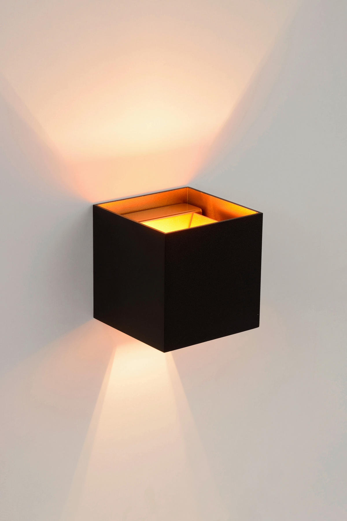 LED-WANDLEUCHTE - Messingfarben/Schwarz, Design, Metall (9.7/9.7/9.7cm) - Lucide
