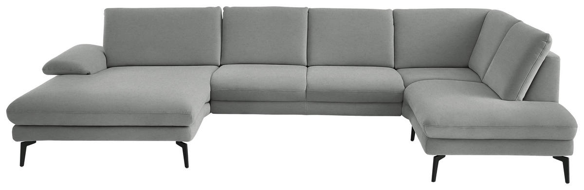 WOHNLANDSCHAFT Chenille, Flachgewebe Grau  - Schwarz/Grau, Design, Textil/Metall (180/344/208cm) - Dieter Knoll