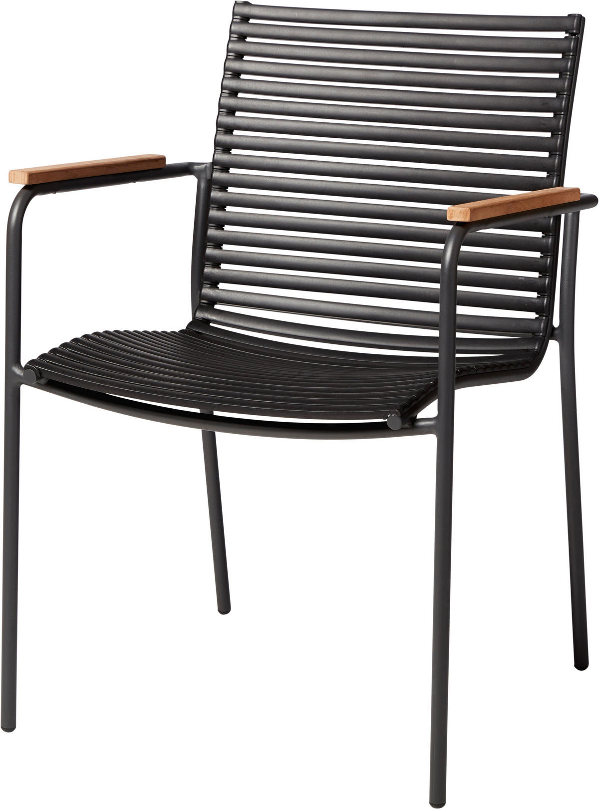 GARTENTISCHGRUPPE  - Anthrazit/Schwarz, Natur, Holz/Kunststoff (180/180/74cm) - Gardenson