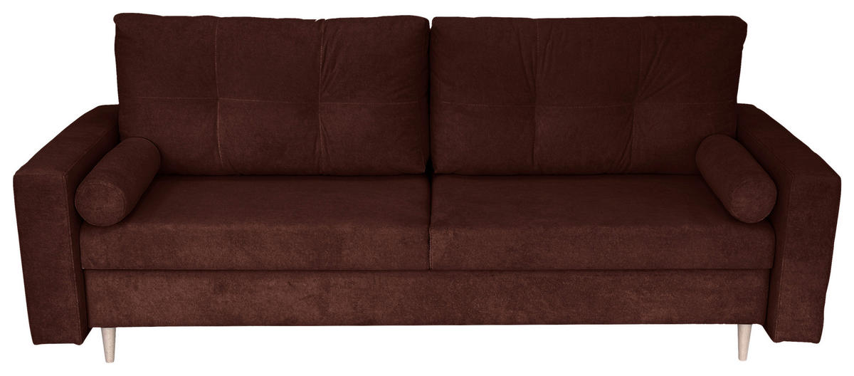 SCHLAFSOFA Cord Rot  - Rot/Schwarz, Design, Holz/Kunststoff (220/96/98cm) - MID.YOU