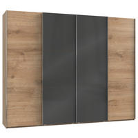 GARDEROB MED SKJUTDÖRRAR 300/236/65 cm 4-dörrar - kromfärg/grå, Modern, trämaterial (300/236/65cm) - MID.YOU