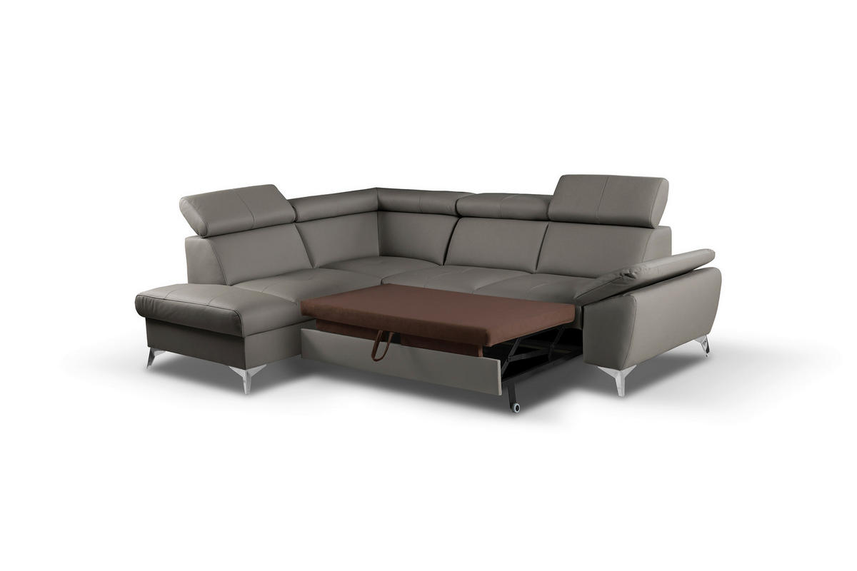 CANAPEA MODULARĂ piele nămol  - nămol/culoare crom, metal/piele (197/252cm) - Celina Home
