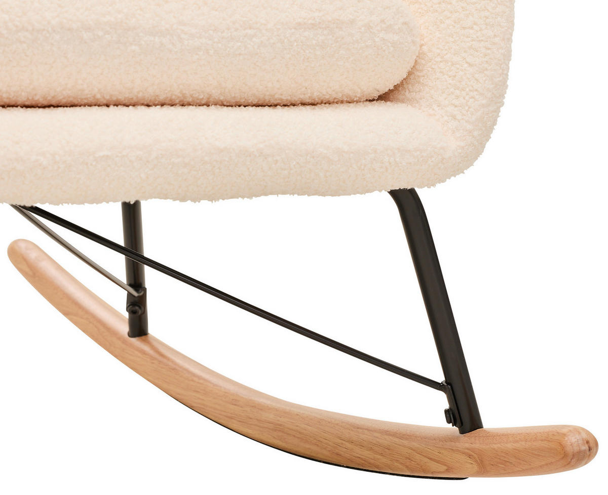 SCHAUKELSTUHL in Teddystoff Creme  - Creme/Naturfarben, LIFESTYLE, Holz/Textil (71/94/91cm) - Novel