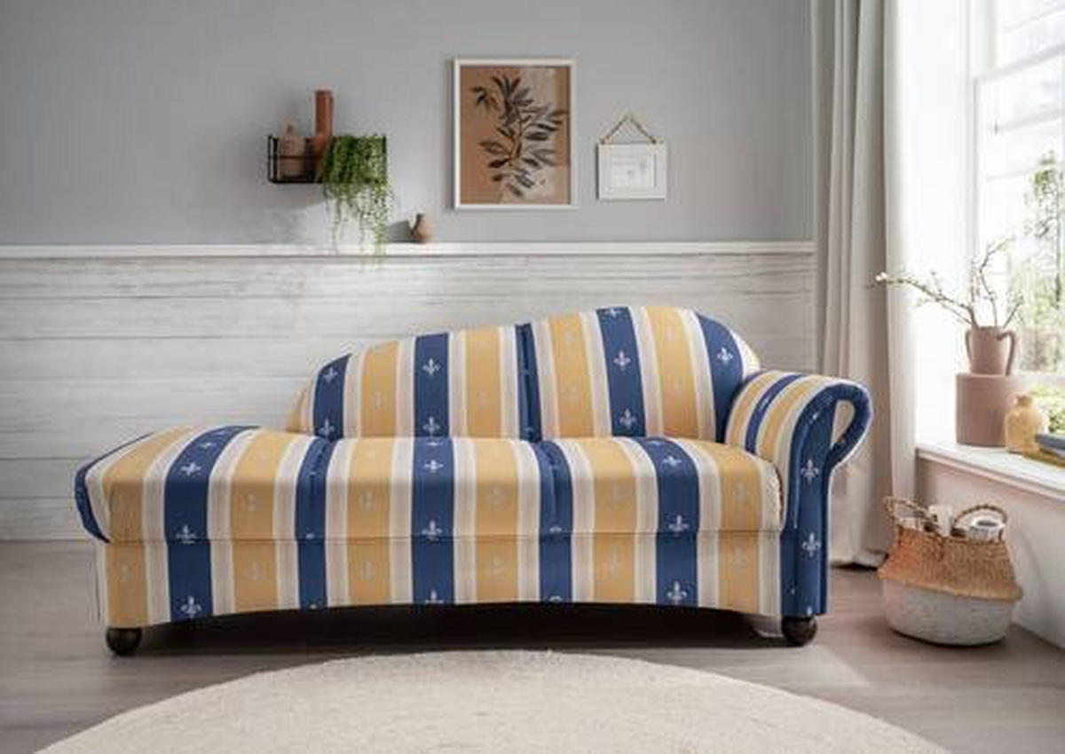 OTTOMANE in Mikrofaser Blau  - Wengefarben/Blau, KONVENTIONELL, Holz/Textil (190/84/86cm) - Livetastic