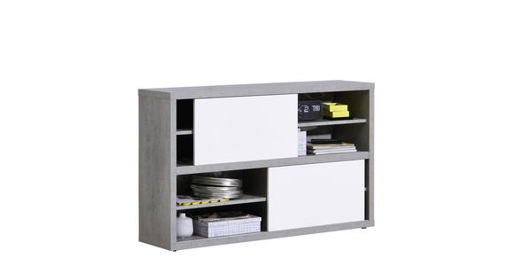 REGAL Grau, Weiß Hochglanz - Weiß Hochglanz/Grau, Design, Holzwerkstoff (140/87/35,6cm) - Carryhome