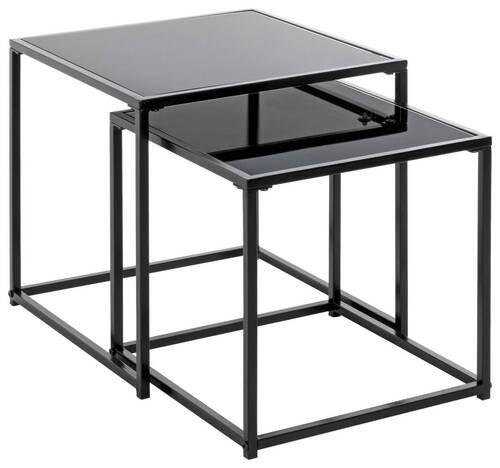 BEISTELLTISCHSET quadratisch Schwarz  - Schwarz, Design, Glas/Metall (35-40/35-40/35-40cm)