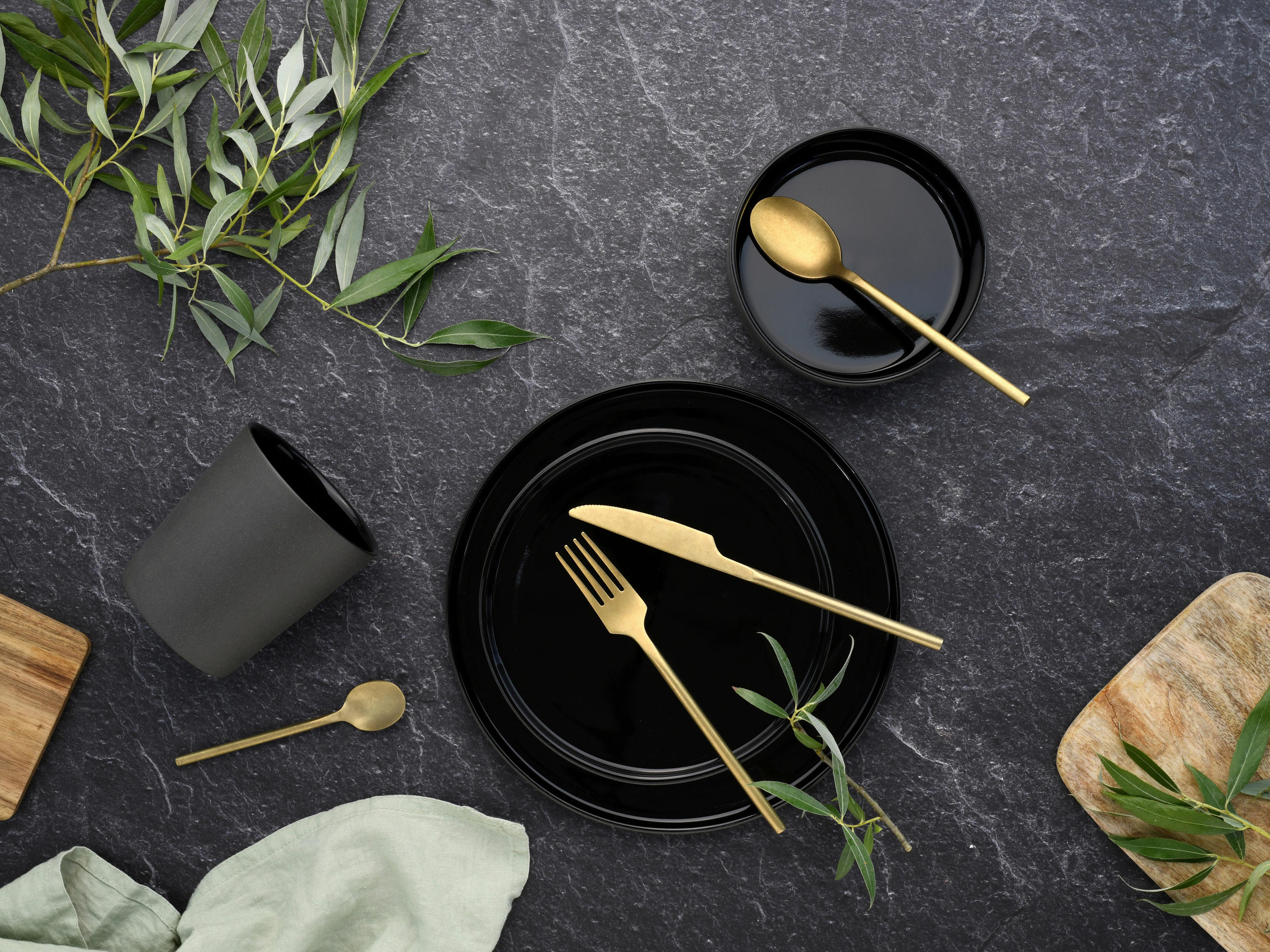 KAFFEEBECHERSET Futuro 4-teilig  - Schwarz, Basics, Keramik (22,5/22,5/13,5cm) - Creatable