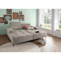 ECKSOFA in Chenille Beige  200/188 cm  - Beige/Schwarz, KONVENTIONELL, Textil/Metall (200/188cm) - Livetastic
