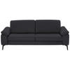 3-SITZER-SOFA in Echtleder Anthrazit  - Anthrazit/Schwarz, Design, Leder/Metall (224/88/100cm) - Valdera