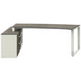 ECKSCHREIBTISCH  in Graphitfarben, Weiß  - Alufarben/Graphitfarben, Design, Holzwerkstoff/Metall (200/160cm) - Moderano
