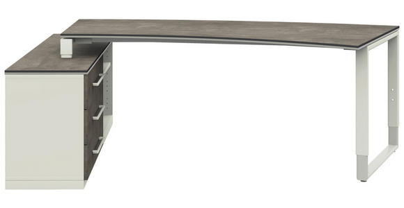 ECKSCHREIBTISCH in Graphitfarben, Weiß - Alufarben/Graphitfarben, Design, Holzwerkstoff/Metall (200/160cm) - Moderano