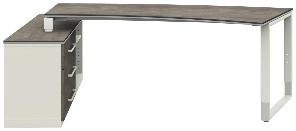 ECKSCHREIBTISCH  in Graphitfarben, Weiß  - Alufarben/Graphitfarben, Design, Holzwerkstoff/Metall (200/160cm) - Moderano