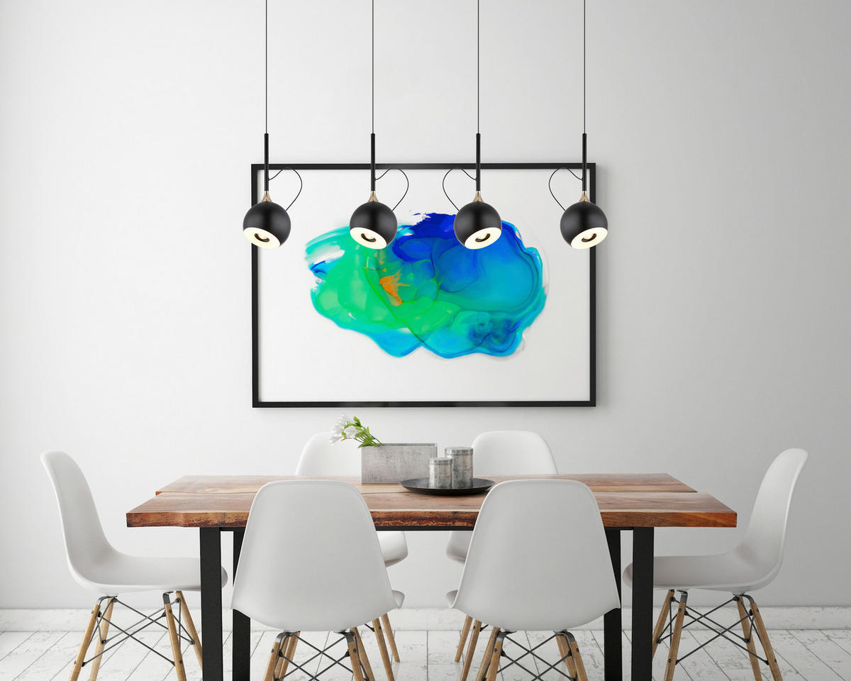 LED-HÄNGELEUCHTE 93/12/150 cm  - Goldfarben/Schwarzchrom, Design, Kunststoff/Metall (93/12/150cm) - Globo