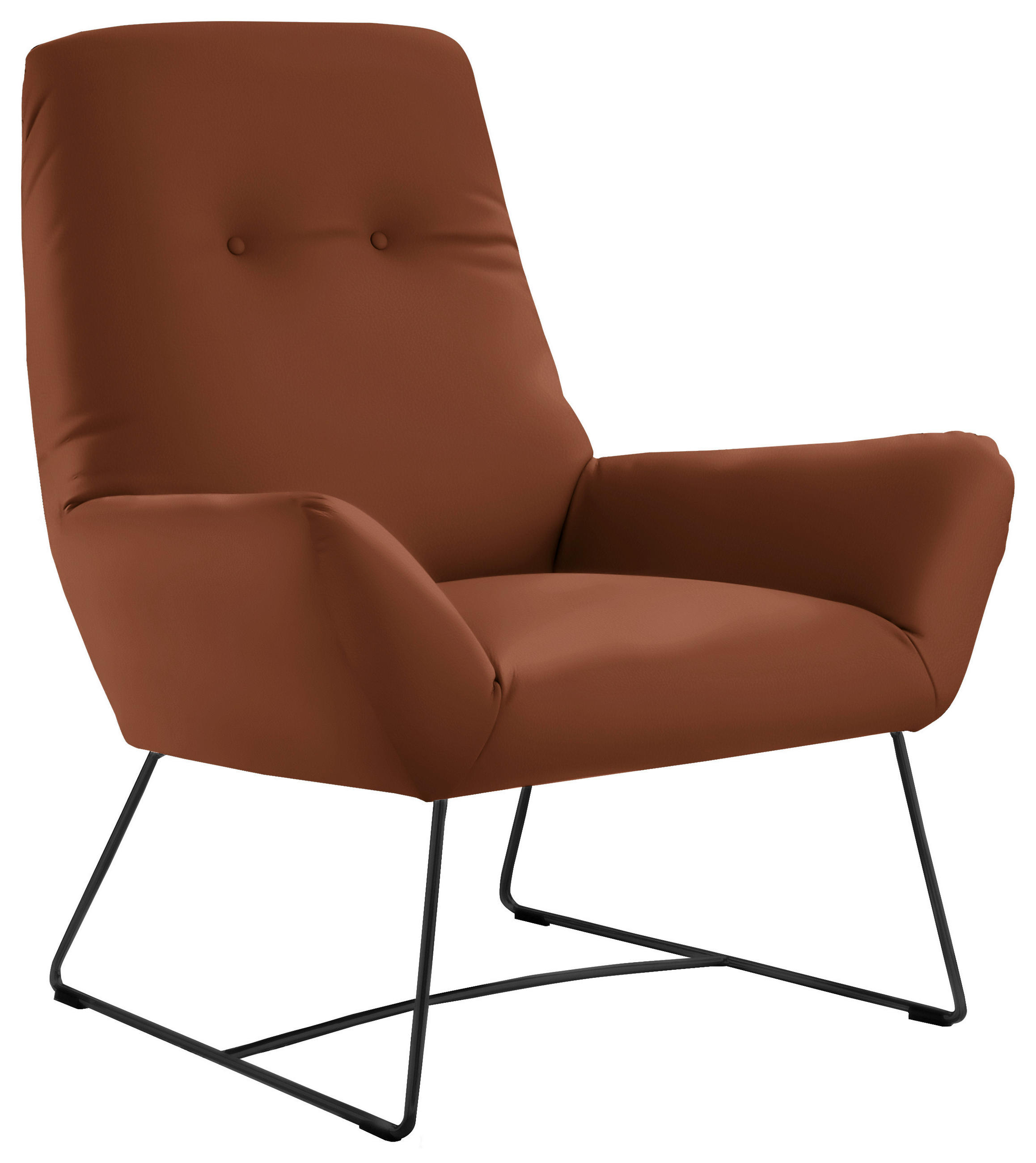 SESSEL in Echtleder Braun  - Schwarz/Braun, Design, Leder/Metall (82/102/81cm) - Pure Home Lifestyle