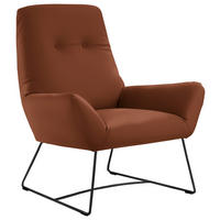 SESSEL in Echtleder Braun  - Schwarz/Braun, Design, Leder/Metall (82/102/81cm) - Pure Home Lifestyle